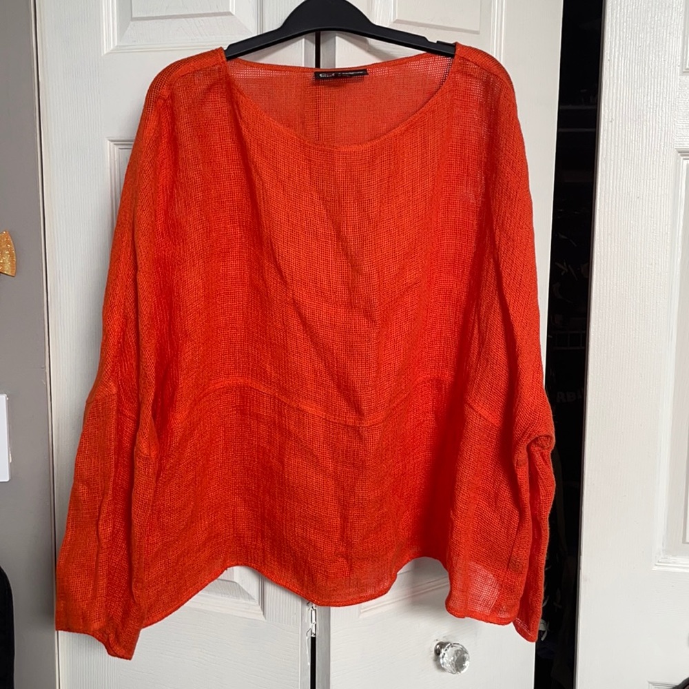 Ellen Tracy orange tweed top